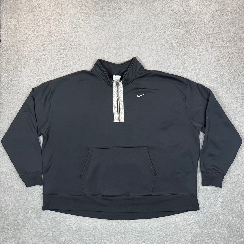 Nike Therma-FIT Womens 3X Black 1/4 Zip Pullover Sweatshirt Fleece Oversized